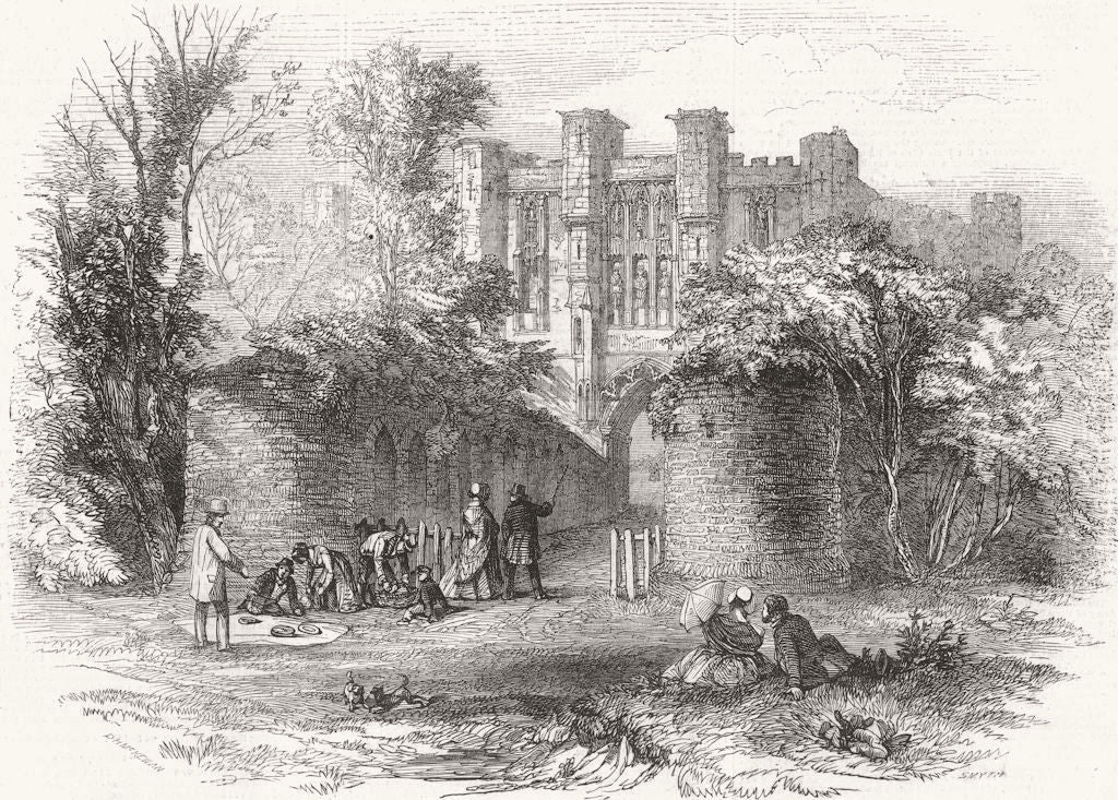 LANCS. Thornton College ruins, theRailway 1848 old antique print picture